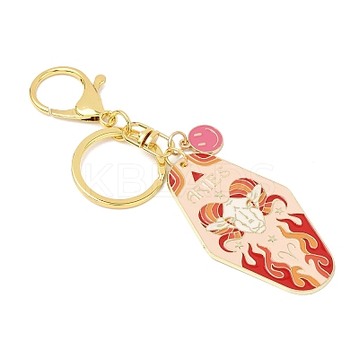 12Pcs Twelve Constellations Rack Plating Alloy Enamel Big Pendant Keychains KEYC-JKC01419-1