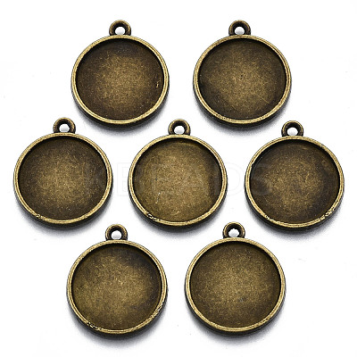 Tibetan Style Alloy Pendant Cabochon Settings TIBE-S322-002B-AB-NR-1