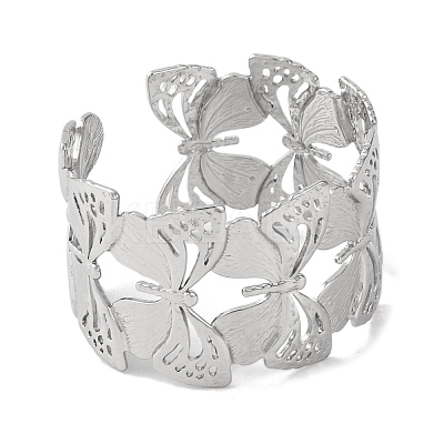 Butterfly 304 Stainless Steel Bangles for Women BJEW-B104-04P-1