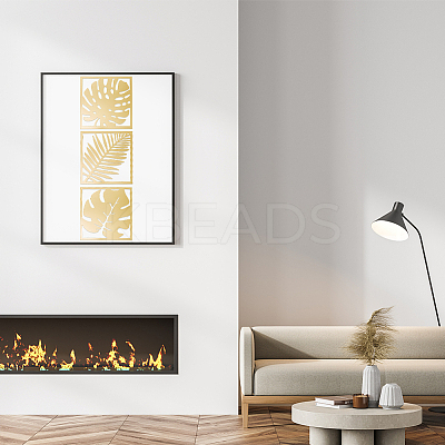 3Pcs Leaf Acrylic Mirror-Like Wall Stickers DIY-WH0304-722B-1