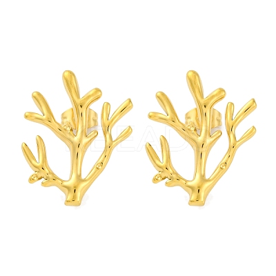 Ion Plating(IP) 304 Stainless Steel Tree Branch Stud Earrings EJEW-D281-08G-1