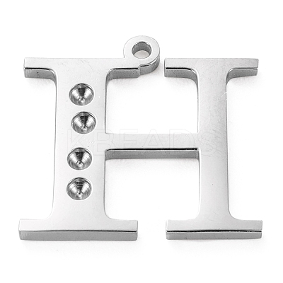 Tarnish Resistant 304 Stainless Steel Letter Pendant Rhinestone Settings STAS-J028-01H-1
