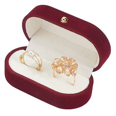 1Pc Rectangle Velvet Couple Rings Box CON-BBC0001-20A-1