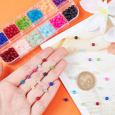 480pcs 12 Colors Transparent Frosted Glass Beads Strands GLAA-PH0002-44-1