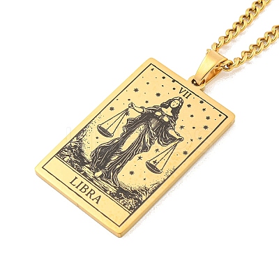 304 Stainless Steel Tarot Pendant Necklaces NJEW-A026-01G-07-1