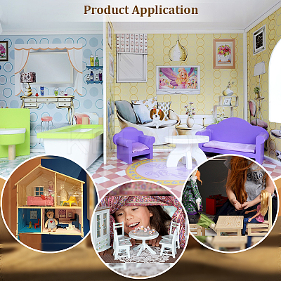 2Pcs Wood Racking Chair Micro Landscape Dollhouse Accessories DJEW-PH0001-66-1