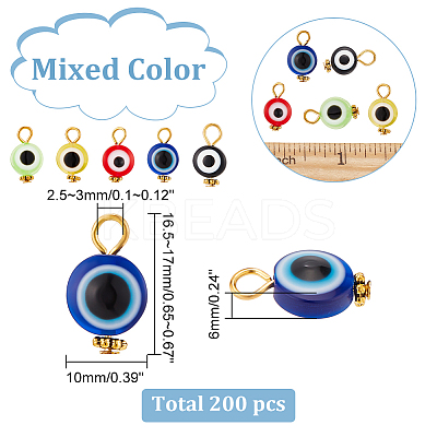 200Pcs Evil Eye Resin Pendants RESI-DC0001-04-1