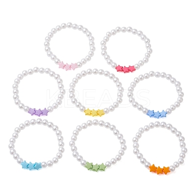 Children's Day Imitated Pearl Acrylic Beads Stretch Bracelets X-BJEW-JB13538-1