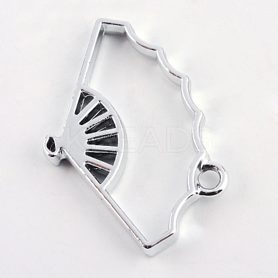 Rack Plating Alloy Fan Open Back Bezel Pendants PALLOY-S047-20D-FF-1