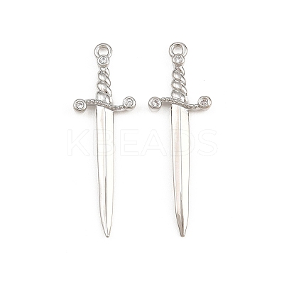 Brass Micro Pave Clear Cubic Zirconia Pendants CU-CBAD306-20P-1