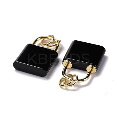 Natural Obsidian Pendants G-P453-01G-J-RS-1