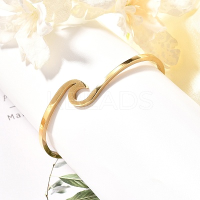 Ion Plating(IP) 304 Stainless Steel Cuff Bangles LS-BJEW-G611-01G-1
