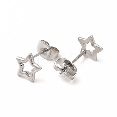 Non-Tarnish 304 Stainless Steel Hollow Out Star Stud Earrings for Women LS-EJEW-C004-05P-1