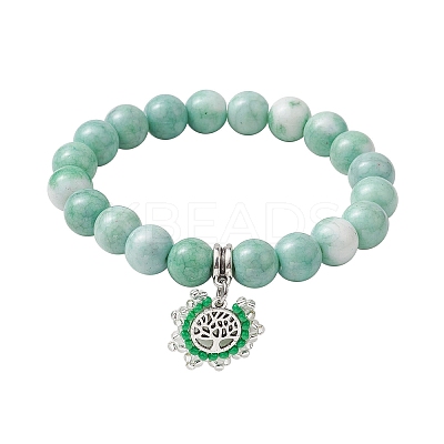 2Pcs 2 Colors 10.5mm Round Opaque Crackle Glass Beaded Stretch Bracelet Sets BJEW-MZ00079-1
