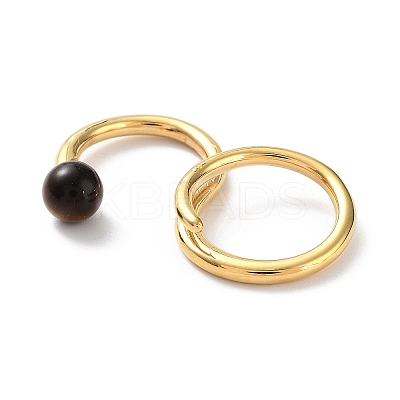 Natural Tiger Eye Double Rings RJEW-B046-01G-01-1