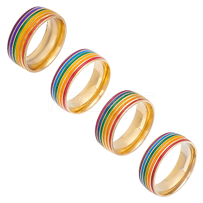 4Pcs 4 Style Pride Finger Rings RJEW-UN0001-21G-1