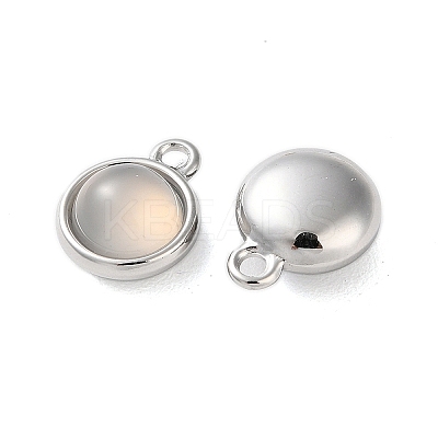 Natural Grey Agate Half Round Charms STAS-L022-397D-P-1
