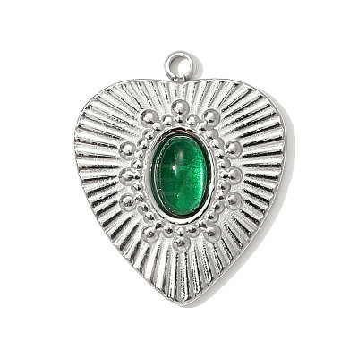 304 Stainless Steel Glass Pendants GLAA-OY001-38P-1