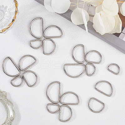40Pcs 4 Styles Iron D Rings IFIN-SP0001-22P-1