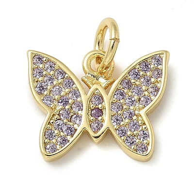 Rack Plating Brass Micro Pave Cubic Zirconia Pendants X-KK-K392-42G-1