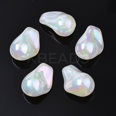 Rainbow Iridescent Plating Acrylic Beads PACR-S221-007-1