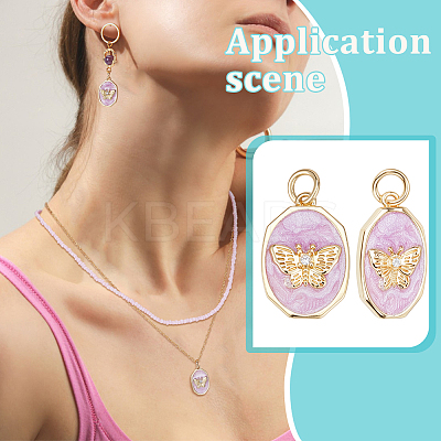 10Pcs Brass Micro Pave Clear Cubic Zirconia Pendants ZIRC-BC0015-13-1