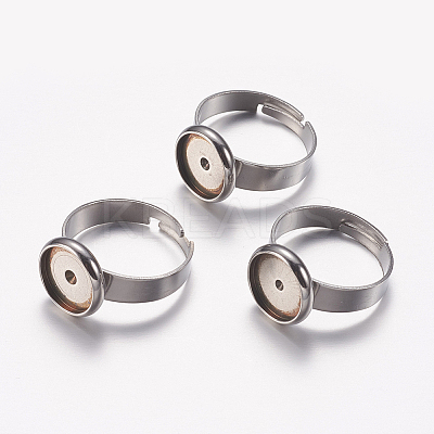 Tarnish Resistant Adjustable 201 Stainless Steel Finger Rings Components STAS-I097-038P-1