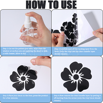 4 Sheets 2 Colors Flower PVC Waterproof Car Stickers DIY-GF0008-94A-1