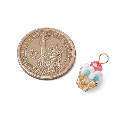 Glass Seed Beaded Cupcake Pendants PALLOY-MZ00581-02-1