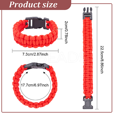 9Pcs 9 Colors Survival Polyester Cord Bracelets Set with Plastic Clasps for Hiking Camping Outdoor BJEW-AN0001-60-1