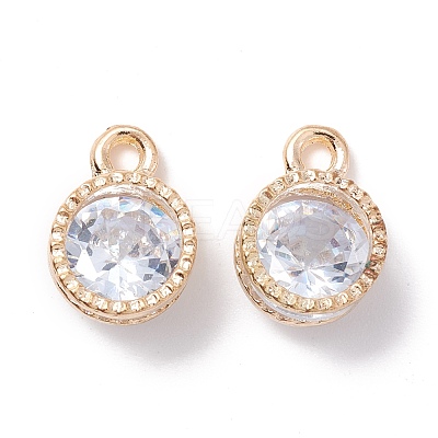 Alloy Clear Cubic Zirconia Charms ZIRC-A022-04G-1