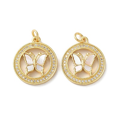 Brass Micro Pave Clear Cubic Zirconia Pendants KK-B083-37C-G-1