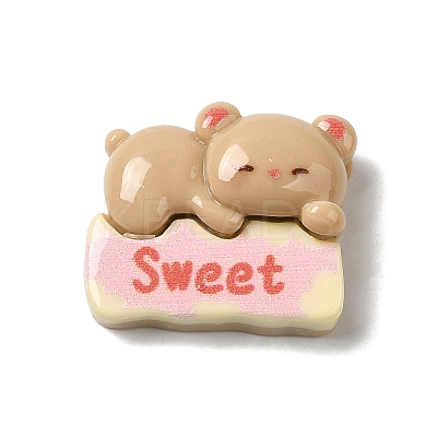 Opaque Resin Cartoon Bear Cabochons RESI-G082-01A-1