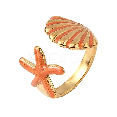 304 Stainless Steel Enamel Cuff Rings RJEW-S650-06G-02A-1