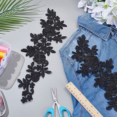 Polyester Lace Flower Cloth Patches AJEW-WH0816-089-1