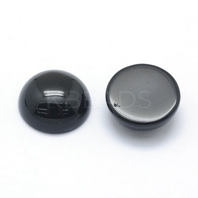 Natural Dyed & Heated Black Agate Cabochons X-G-P393-R02-12mm-1