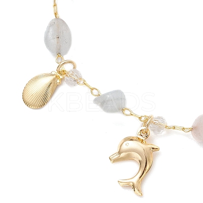 Natural Morganite Link Bracelets for Women BJEW-JB12116-01-1