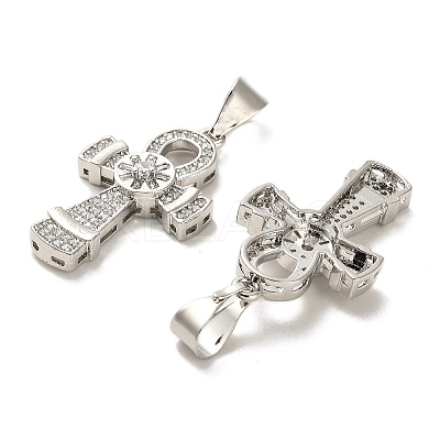 Brass Micro Pave Cubic Zirconia Pendants KK-K355-43P-1