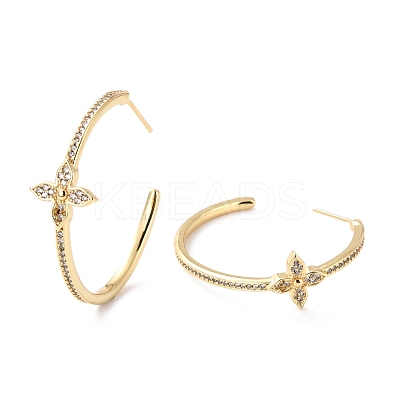 Cubic Zirconia Open Hoop Earrings for Girl Women ZIRC-Z018-25G-1