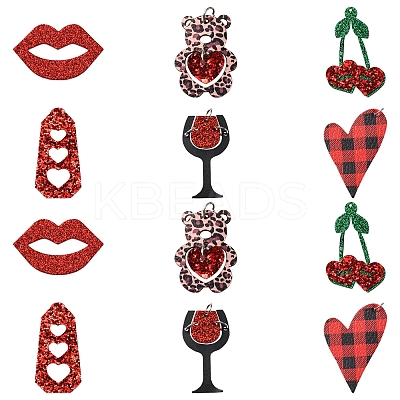 12Pcs 6 Styles PU Leather Big Pendants FIND-FS0003-74-1