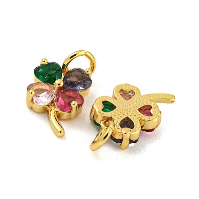 Brass with Colorful Cubic Zirconia Charms KK-G490-19G-1