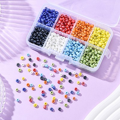 960pcs 8 Colors 6/0 Glass Seed Beads SEED-FP0001-01-1