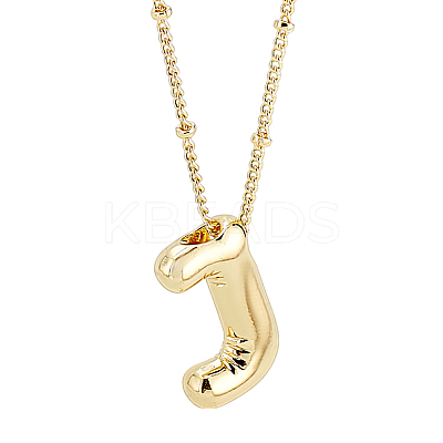 1pc Brass Chain with Alloy Letter Pendants Necklaces NJEW-LP0001-41J-G-1