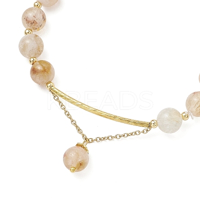 Natural Citrine Round Beaded Bracelets BJEW-JB11925-02-1