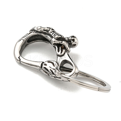 Tibetan Style 316 Surgical Stainless Steel Fittings with 304 Stainless Steel Key Ring FIND-Q101-18AS-1