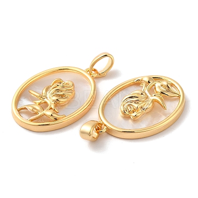 Brass Oval Pendants KK-I703-05B-G-1