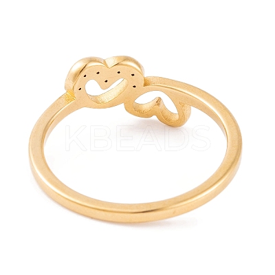 304 Stainless Steel with Rhinestone Heart Finger Ring for Women RJEW-C086-11-G-1