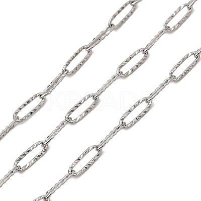 Tarnish Resistant 304 Stainless Steel Textured Paperclip Chains LS-CHS-I009-01P-A-1