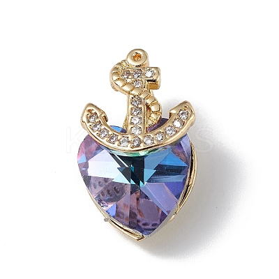 Real 18K Gold Plated Rack Plating Brass Micro Pave Clear Cubic Zirconia Pendants KK-C015-07G-03-1