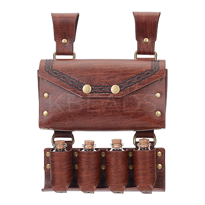 PU Imitation Leather Waist Belt Bag with 4 Cork Glass Bottles AJEW-WH0678-31B-1